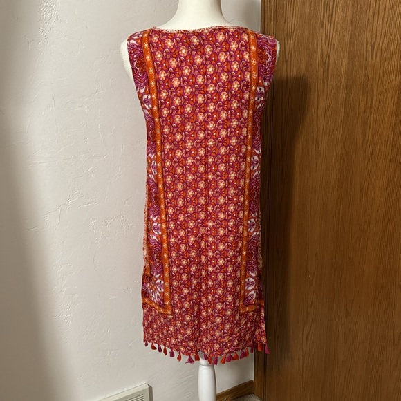 Ruff Hewn red, pink, & orange tank dress w/ tassels S - Picture 3 of 9